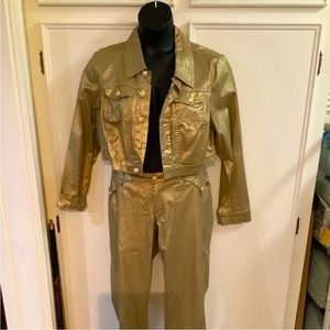 Gold Sparkly Jeans & Jacket 18W set